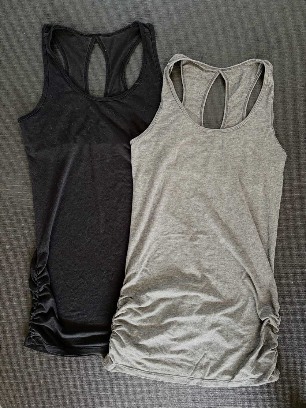 Set of 2 Lucy tunic ruched keyhole racerback tank tops